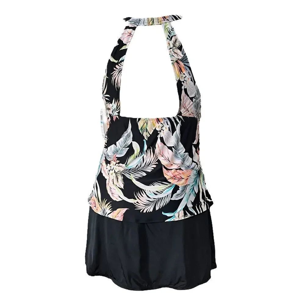 Jantzen High Neck Tankini with Skirted Bottom - Picture 5 of 6